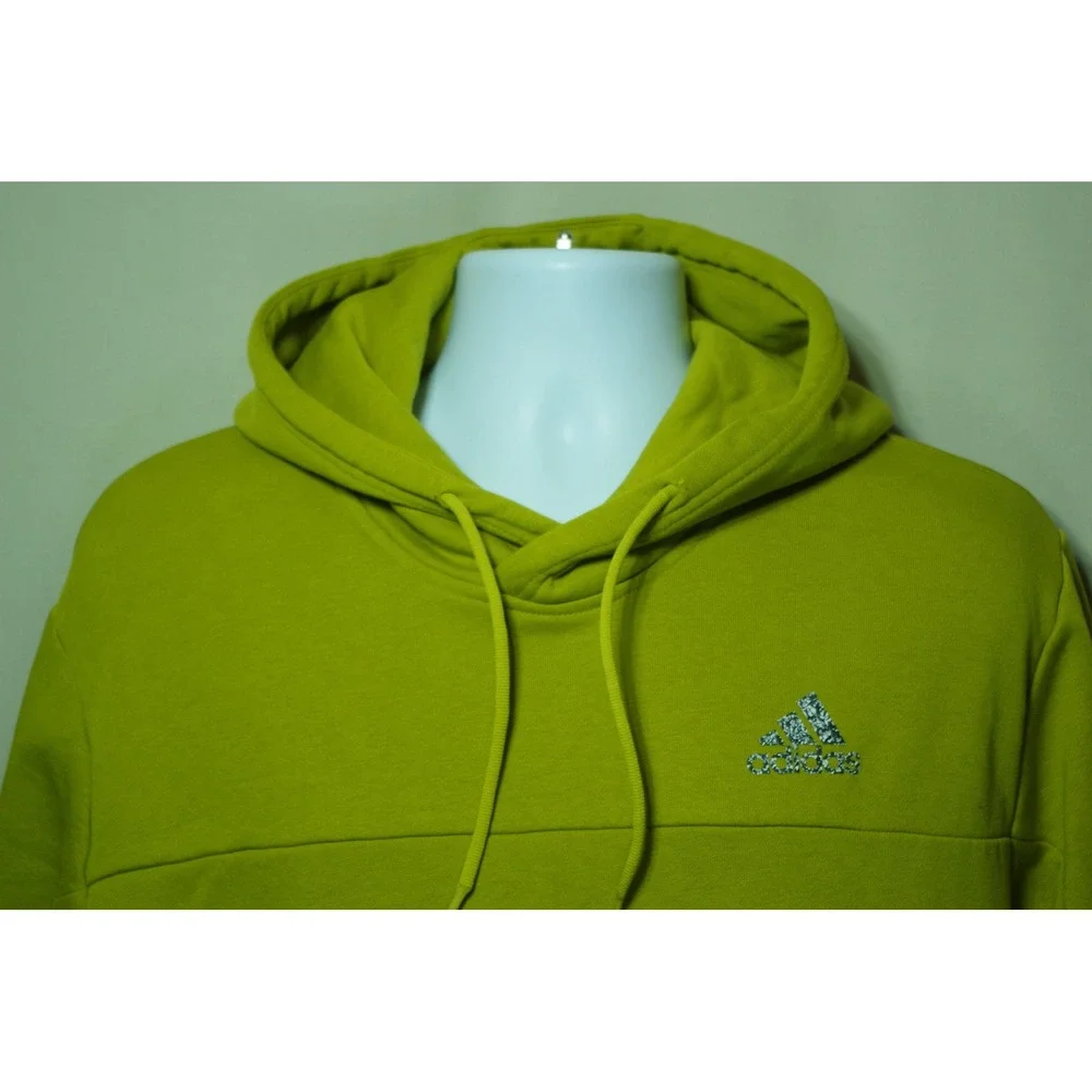 Adidas Men's Large Pullover Hoodie Lime Green Chartreuse Logo Sweatshirt